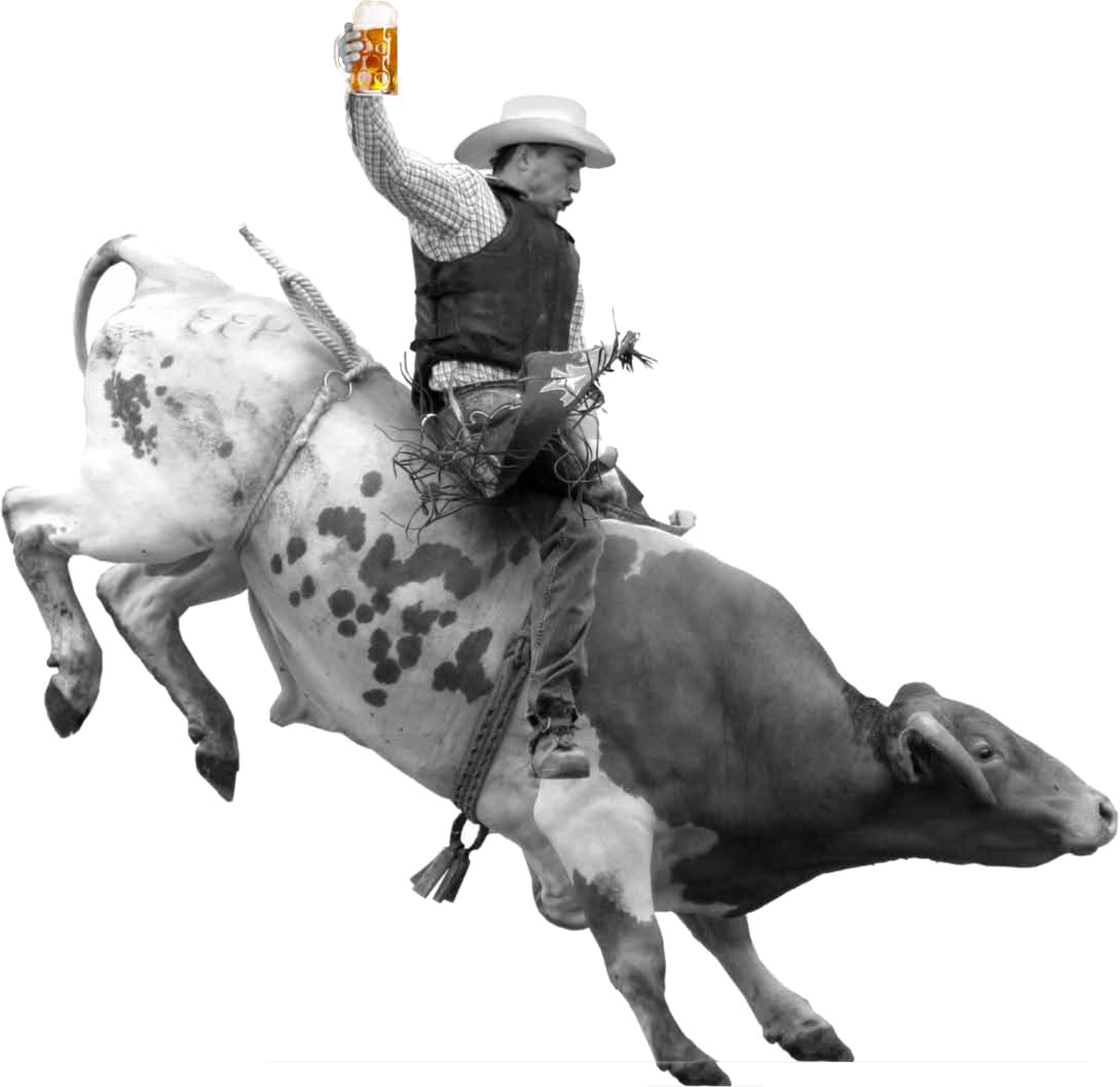 A Man Riding A Bull