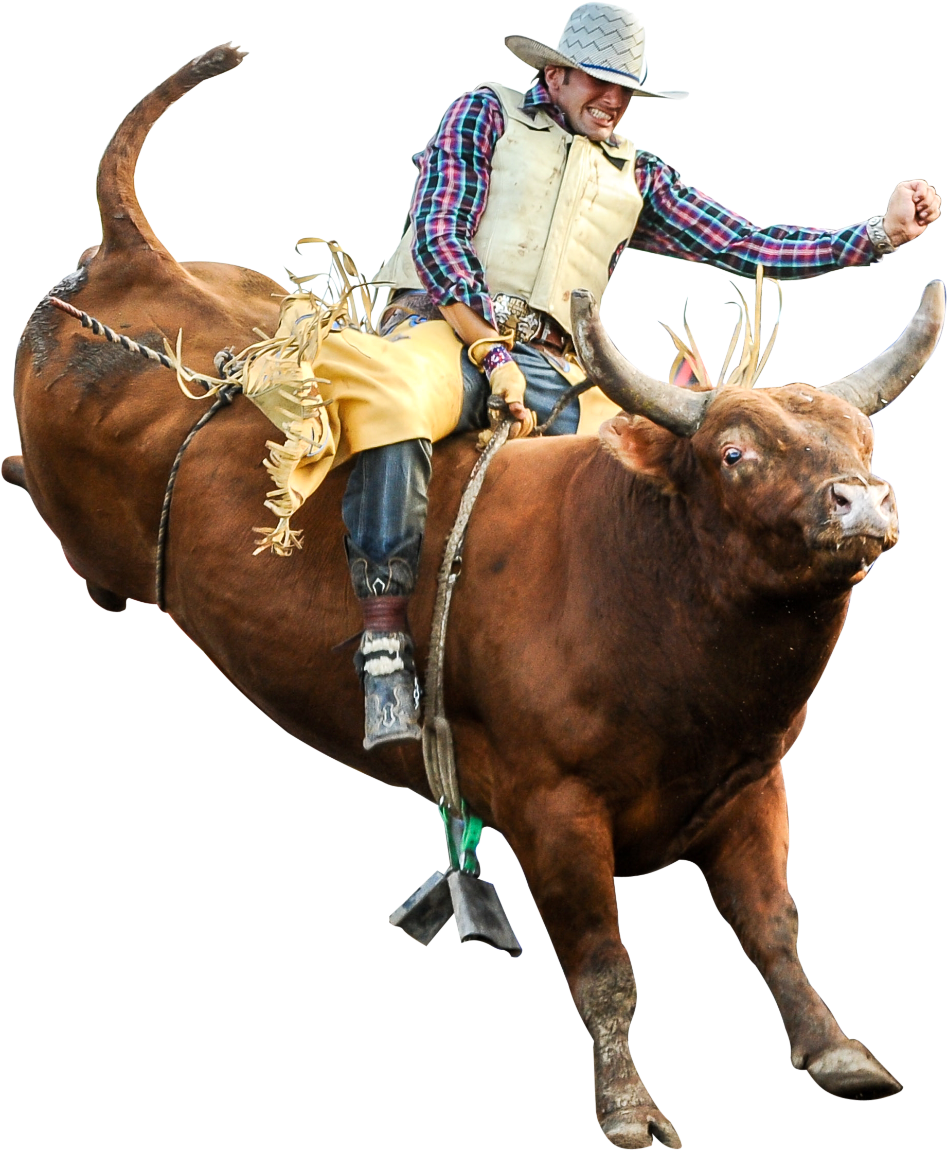 A Man Riding A Bull