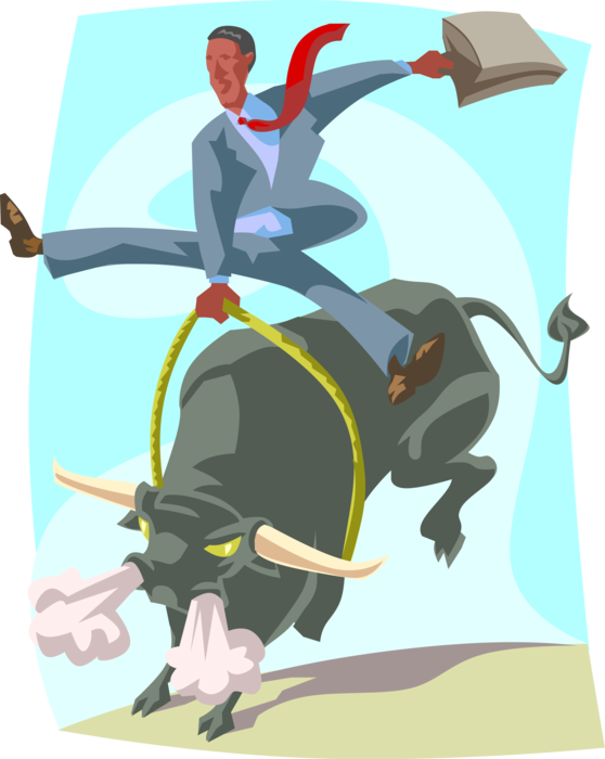 A Man Riding A Bull