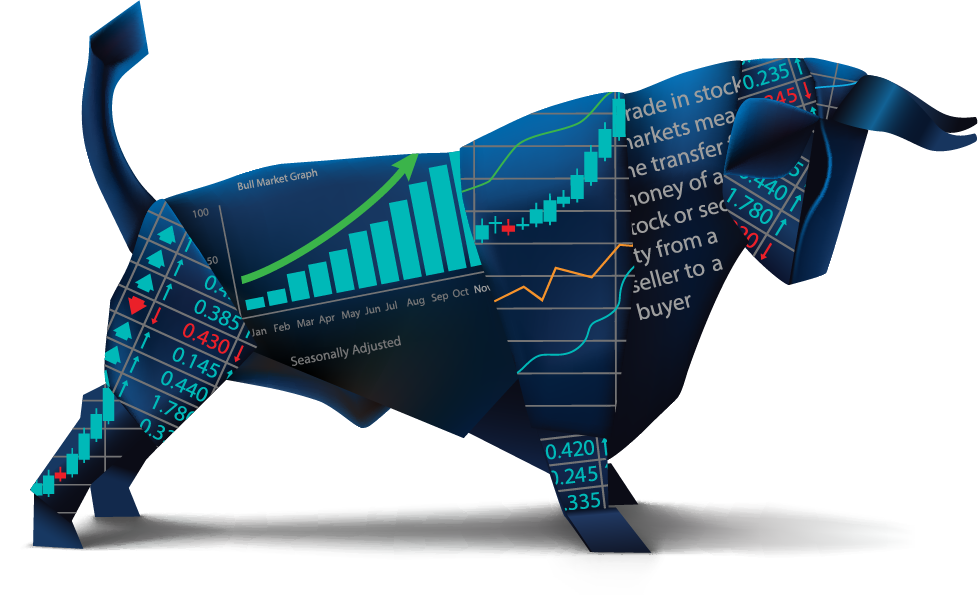 A Blue Bull With Graphics And Text