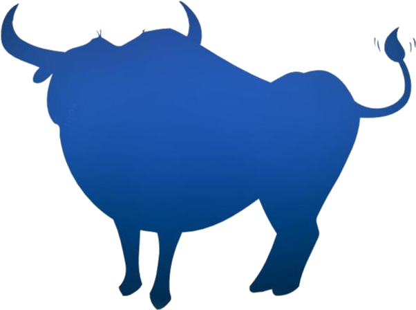 A Blue Silhouette Of A Bull