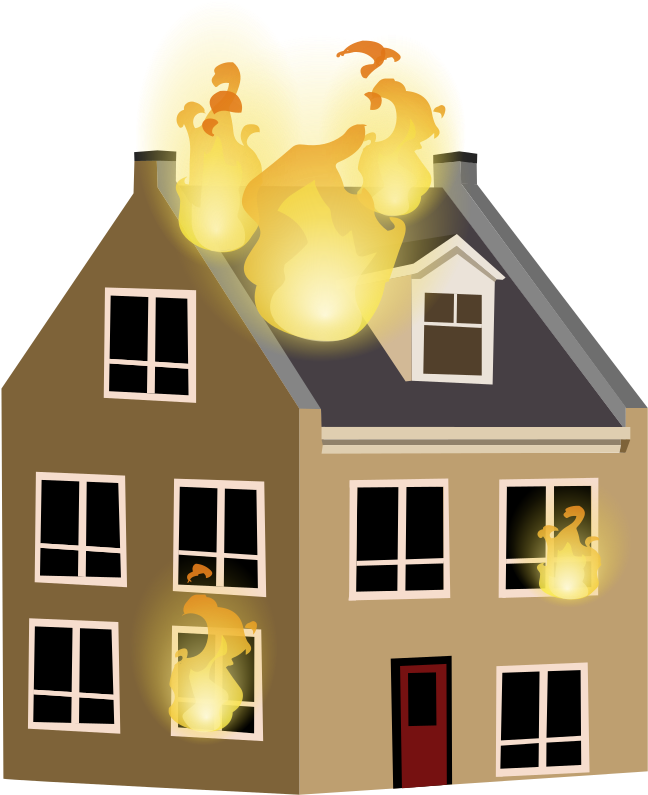 A House With Flames On The Roof
