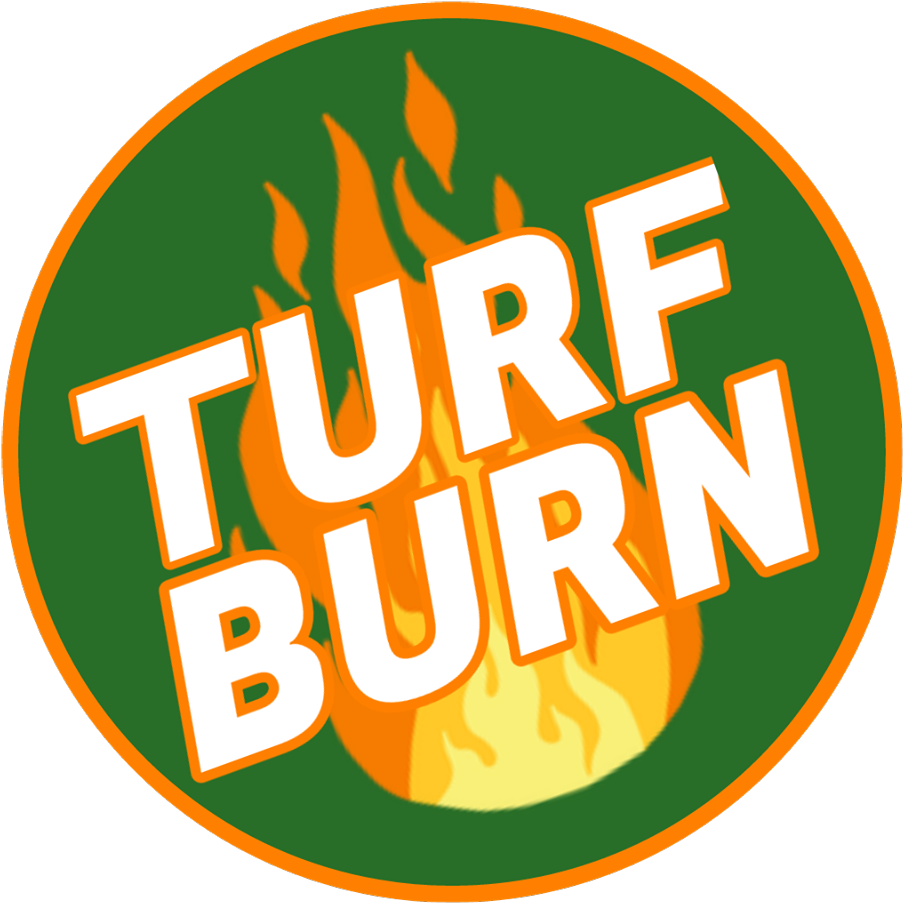 A Green Circle With Orange Flames And White Text