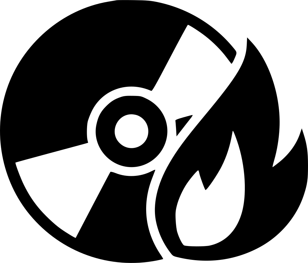 A Black And White Image Of A Cd With Fire