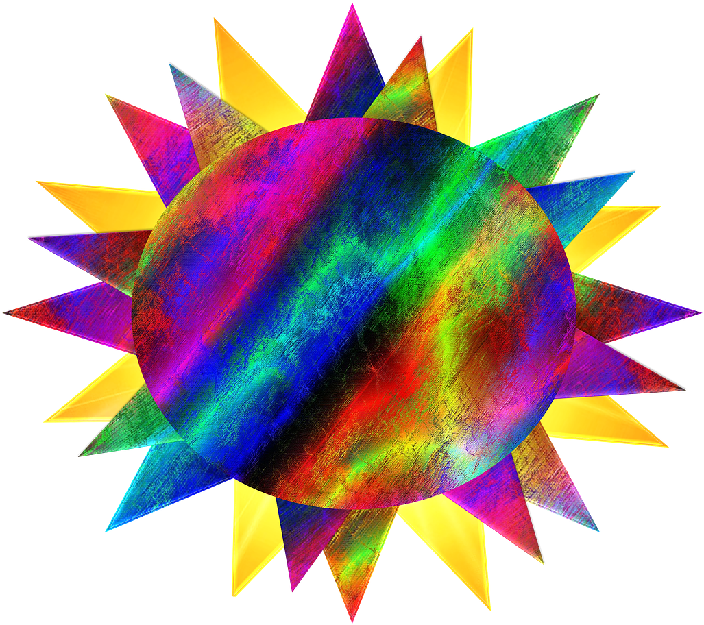 A Colorful Sun With Sharp Triangles