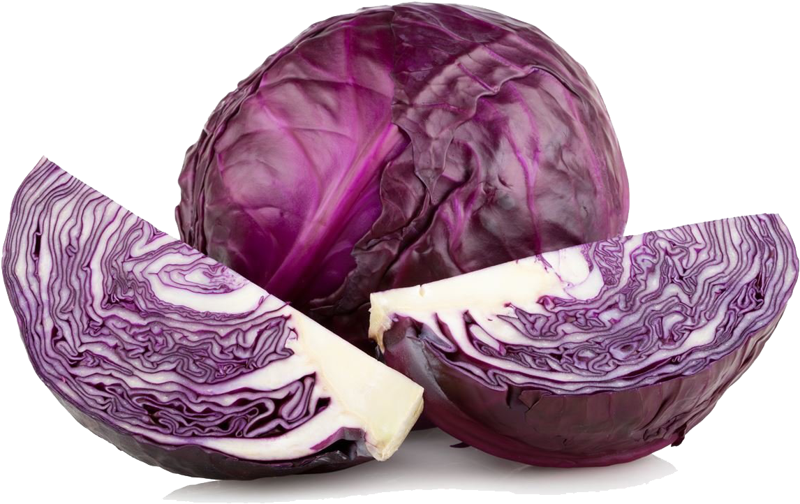 A Purple Cabbage And A Slice Of Cabbage