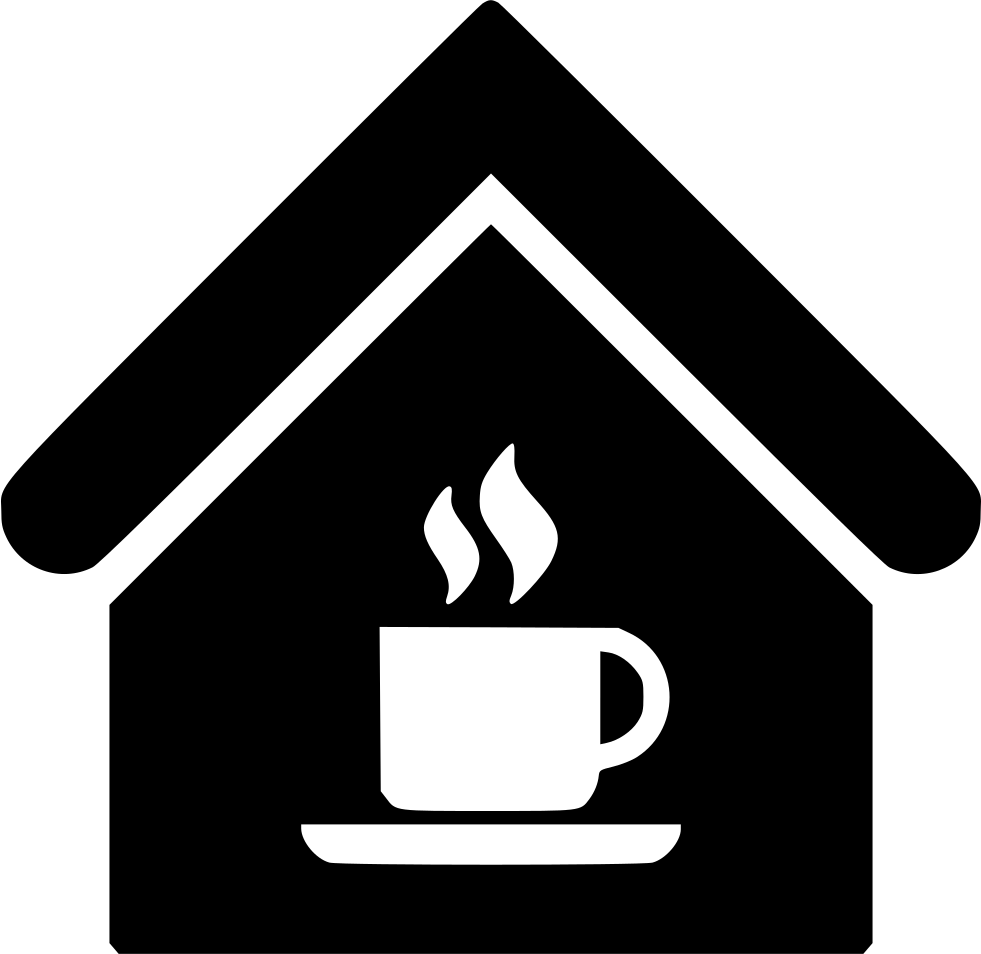 A Black And White Logo Of A Cup And A House