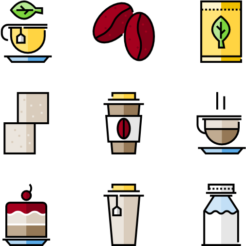 A Group Of Icons Of Coffee