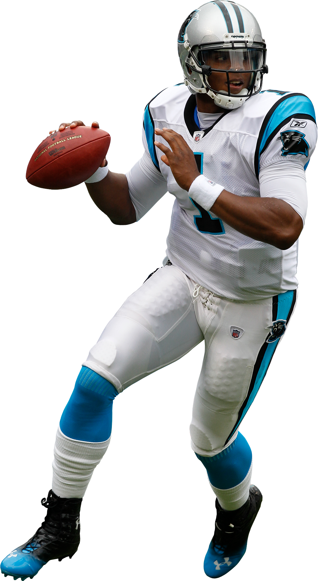 A Man In A Football Uniform Holding A Football