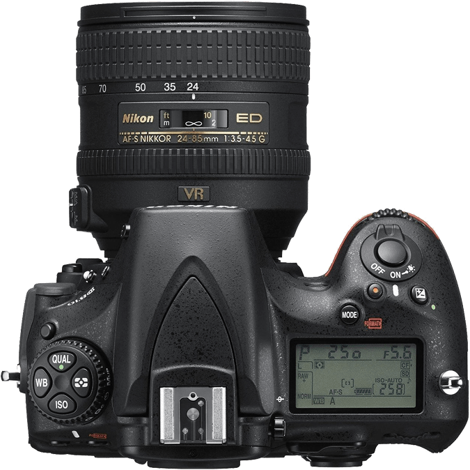 A Black Camera With A Large Lens