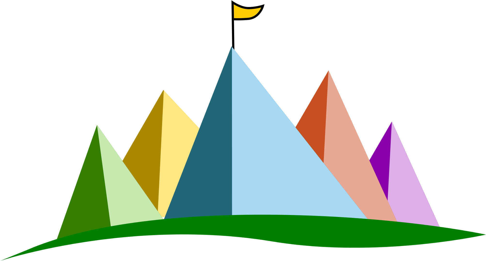 A Group Of Pyramids With A Flag On Top