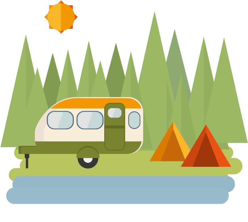 A Camper Trailer In The Woods