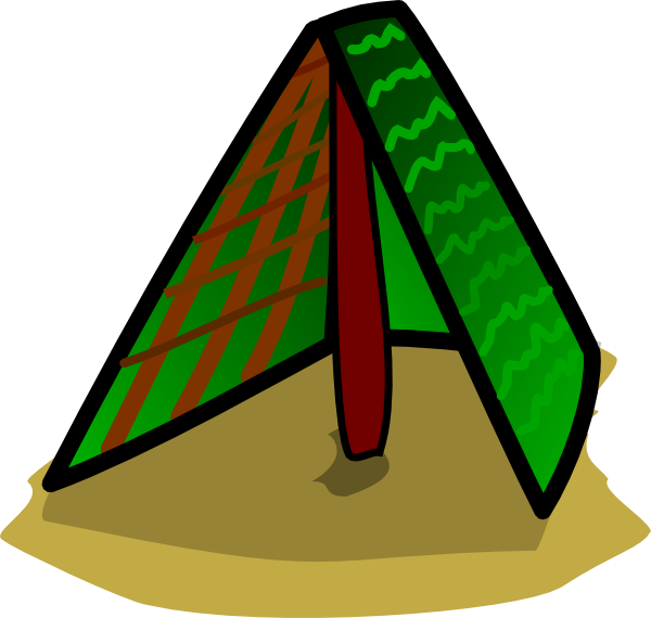 A Green And Red Triangular Object On Sand