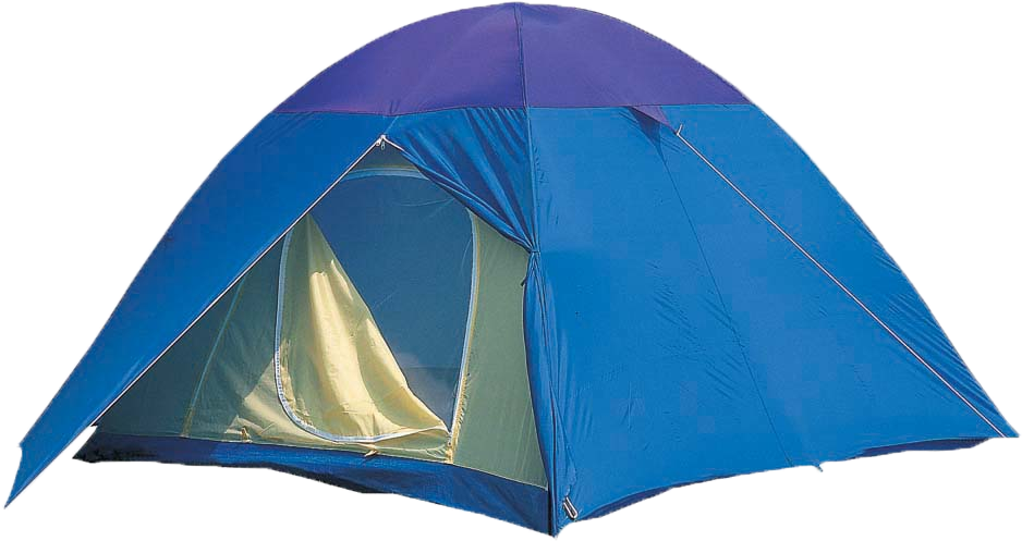 A Blue And Yellow Dome Tent
