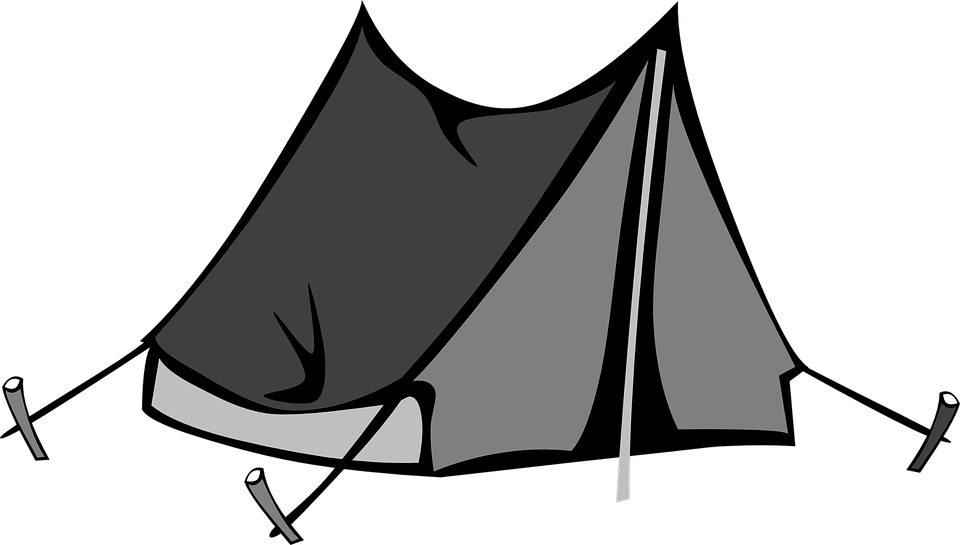 A Grey Tent With A Black Background