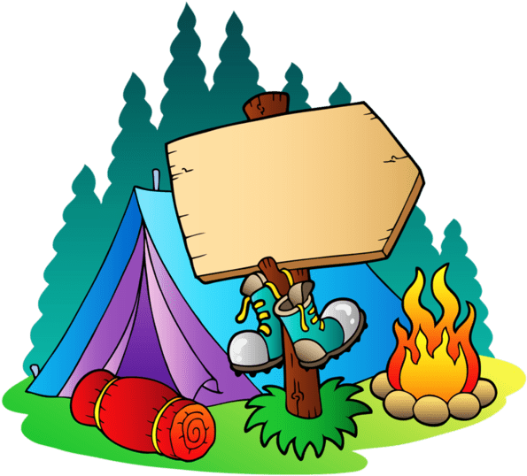 A Cartoon Of A Tent And A Sign