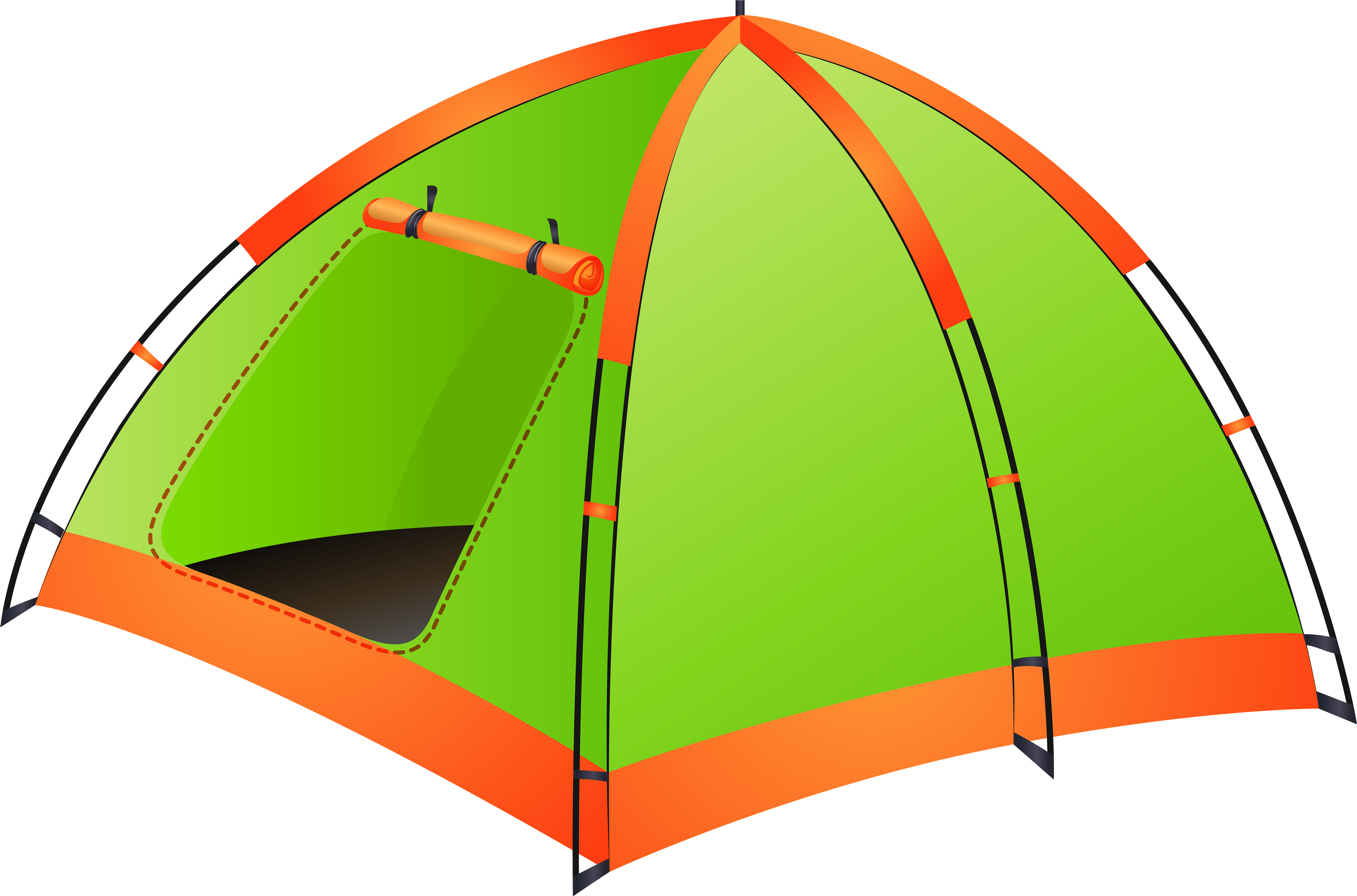 A Green And Orange Tent