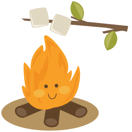 A Cartoon Of A Campfire With Marshmallows On A Stick