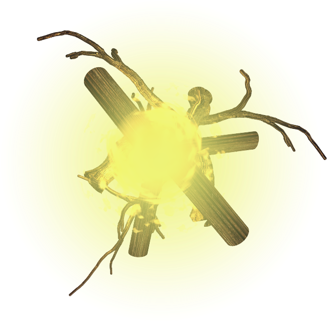 A Yellow Glowing Object With Sticks