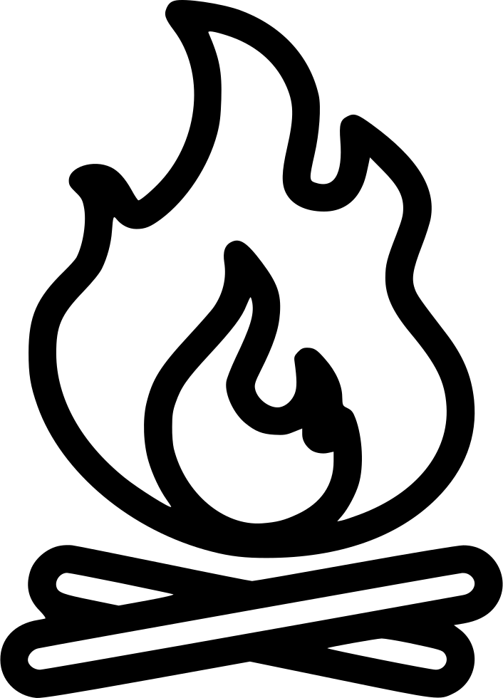 A Black Line Drawing Of A Fire