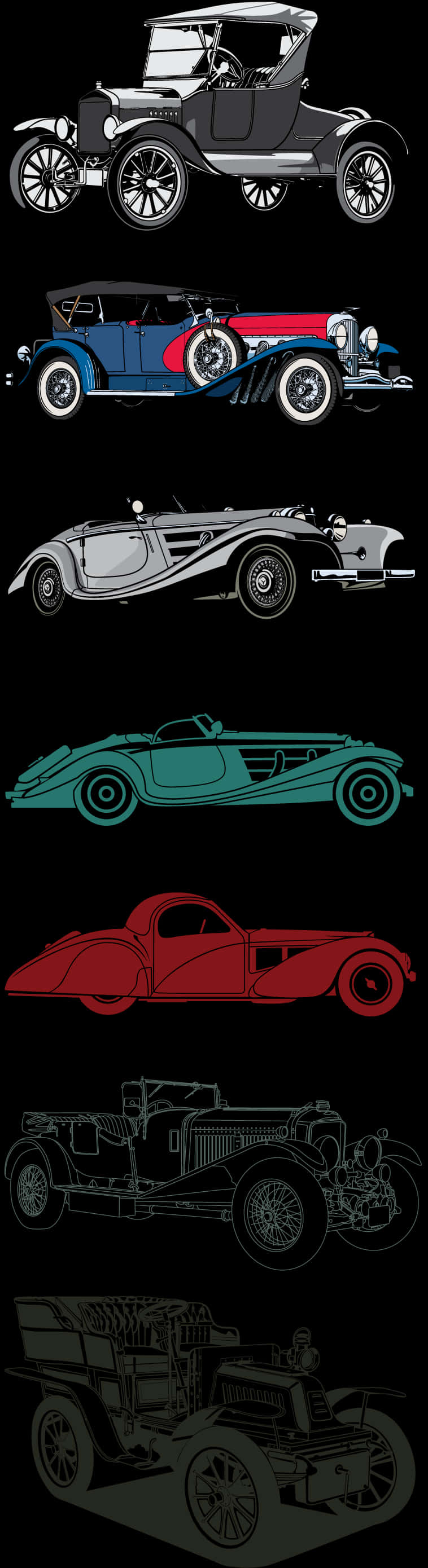 A Collection Of Different Colored Cars