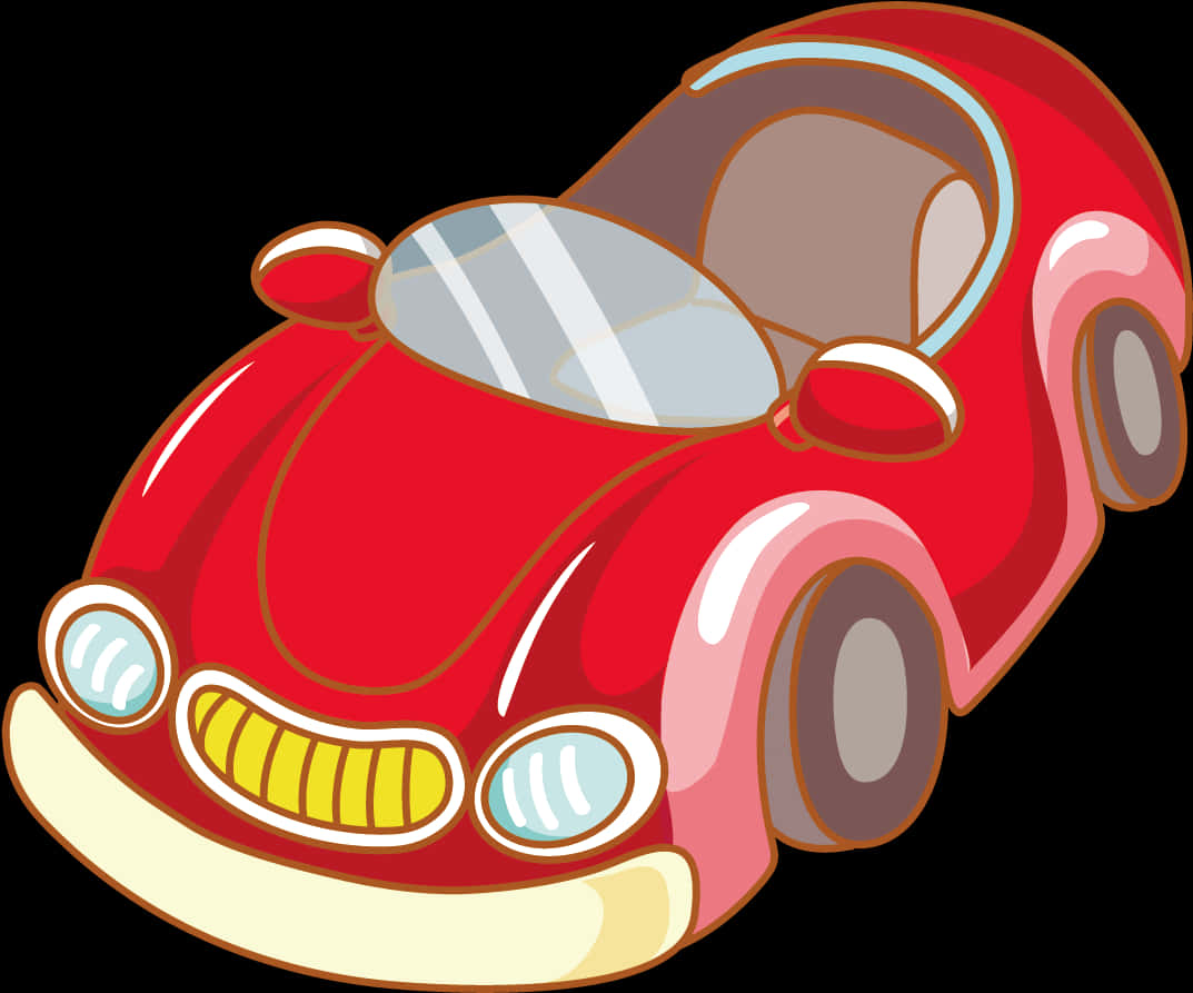 A Cartoon Red Car With A Black Background