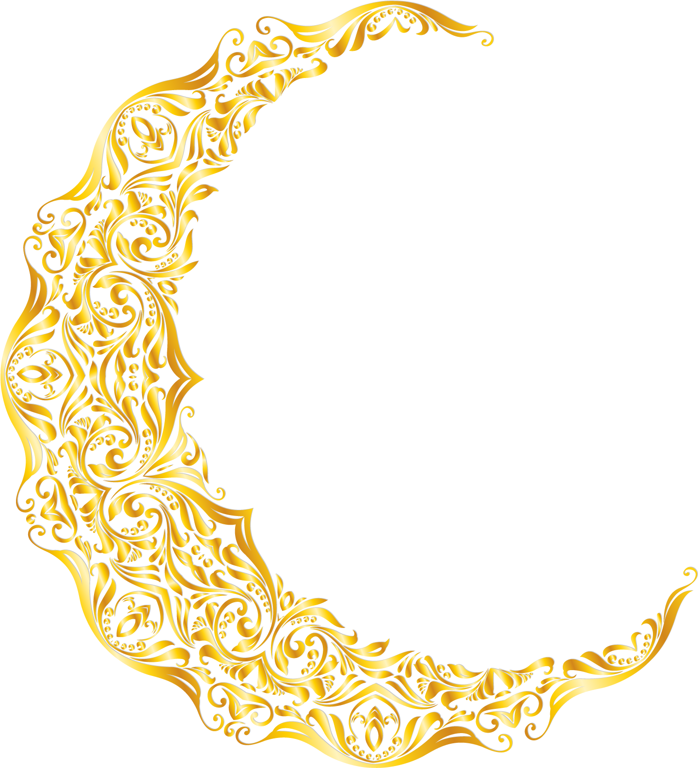 A Gold Ornate Crescent Moon