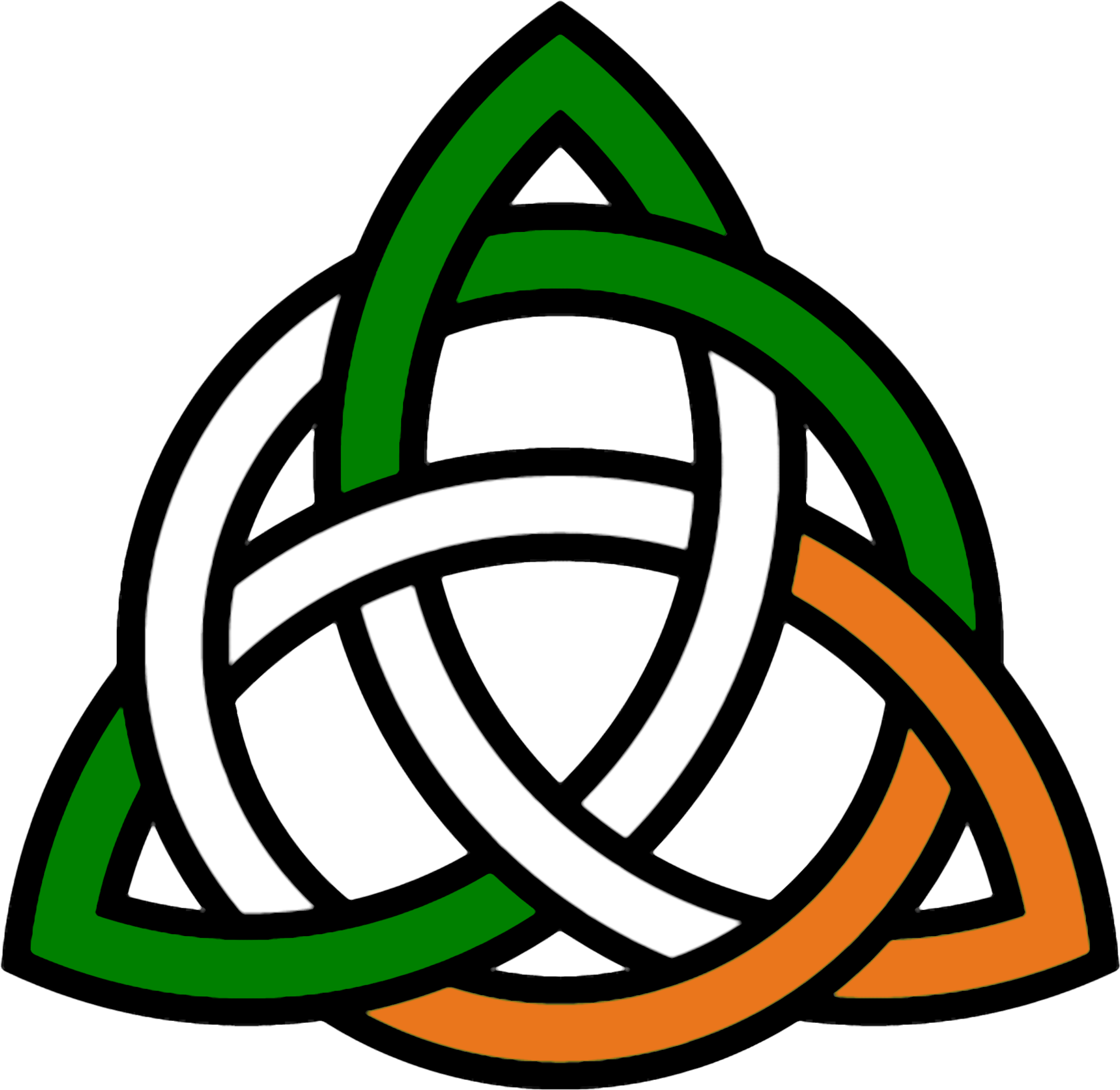 A Triquetra Symbol With Green Orange And White Colors