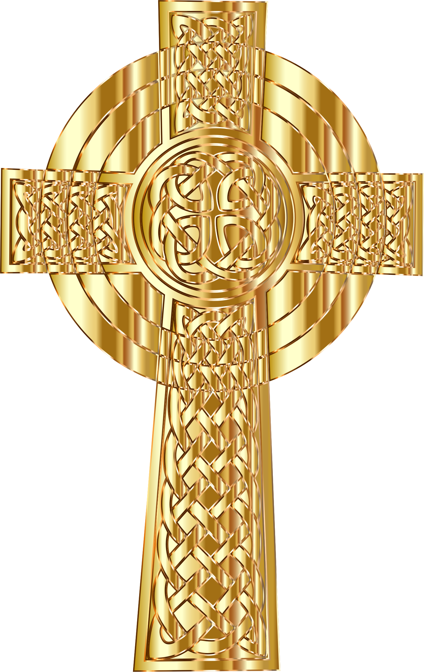 A Gold Celtic Cross With A Black Background