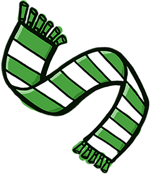 A Green And White Striped Scarf