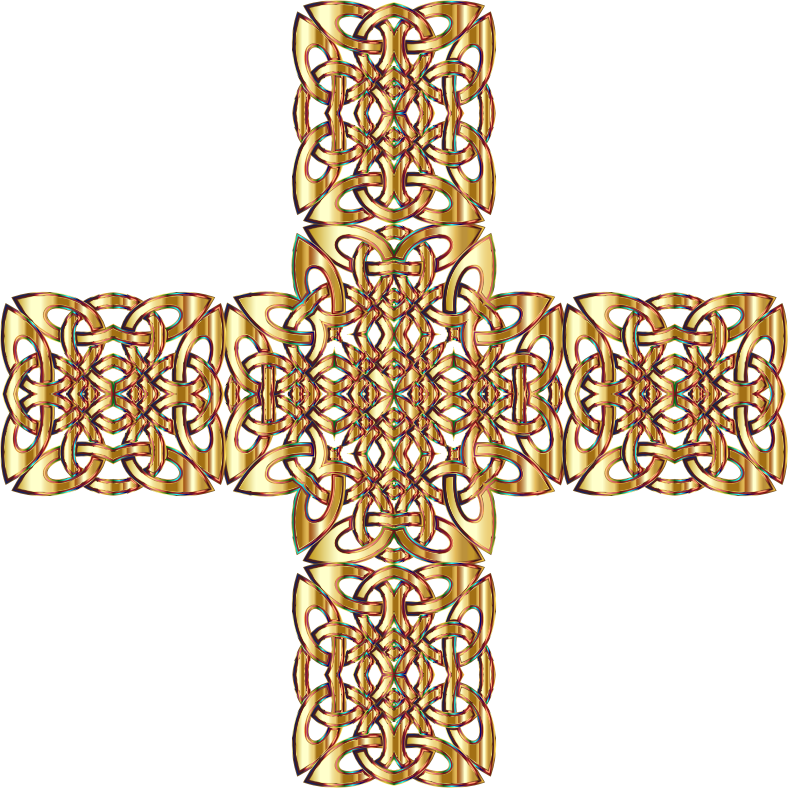 A Gold Cross With A Black Background