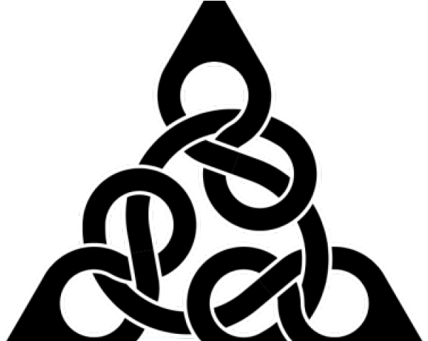 A Black And White Image Of A Triangle With Intertwined Circles