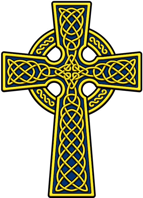 A Blue And Yellow Celtic Cross