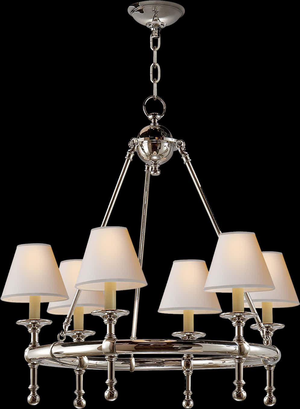 A Chandelier With White Lamps