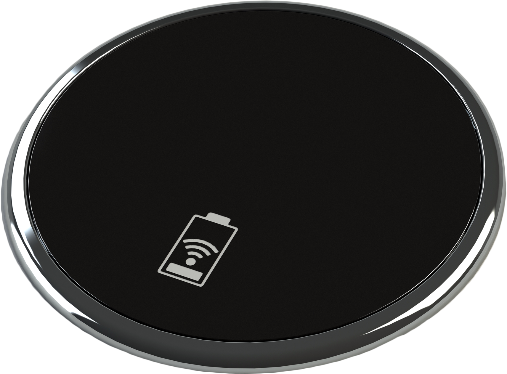 A Black Circular Object With A Battery Icon