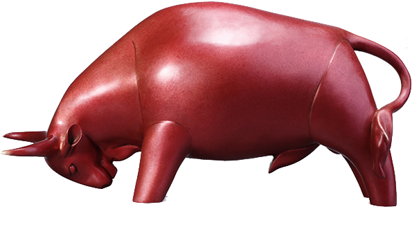 A Red Pig Statue With Black Background
