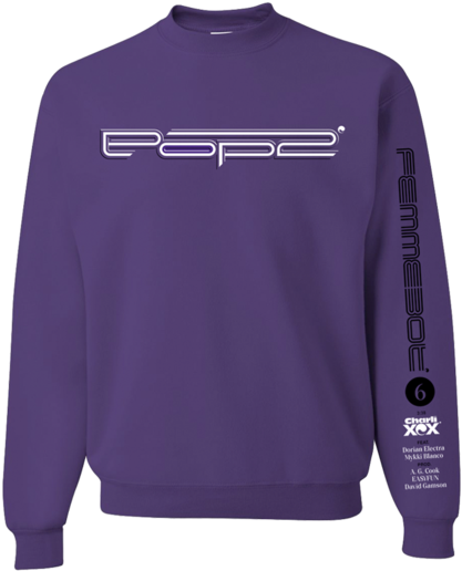 A Purple Sweatshirt With White Text On It