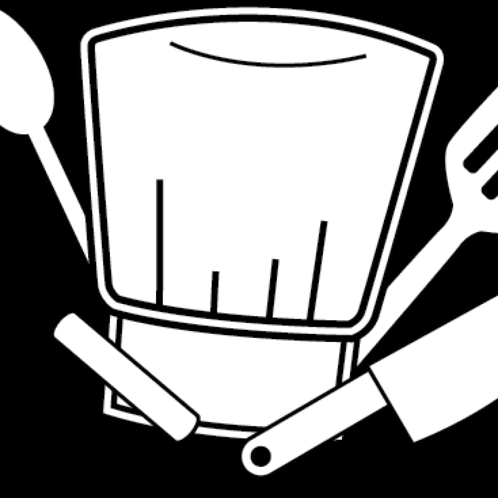 A White Outline Of A Blender And Utensils