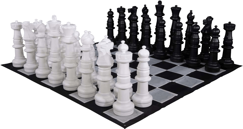 A Chess Board With Black And White Pieces