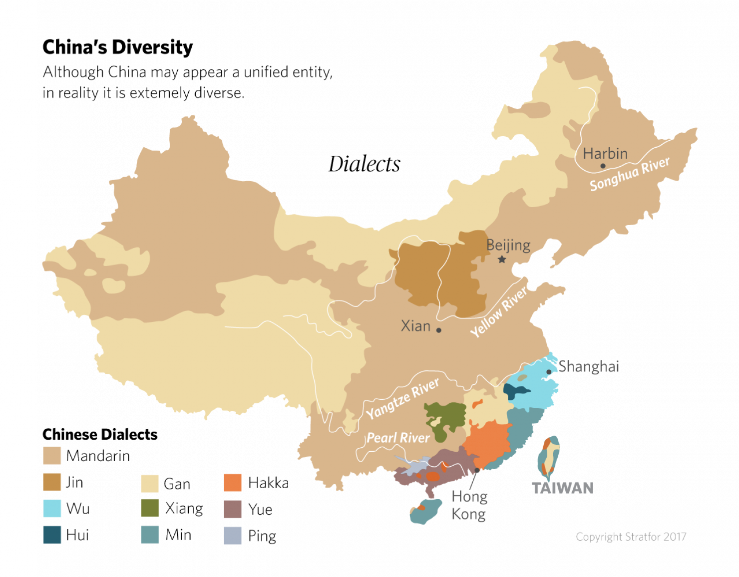 A Map Of China With Different Colored Areas