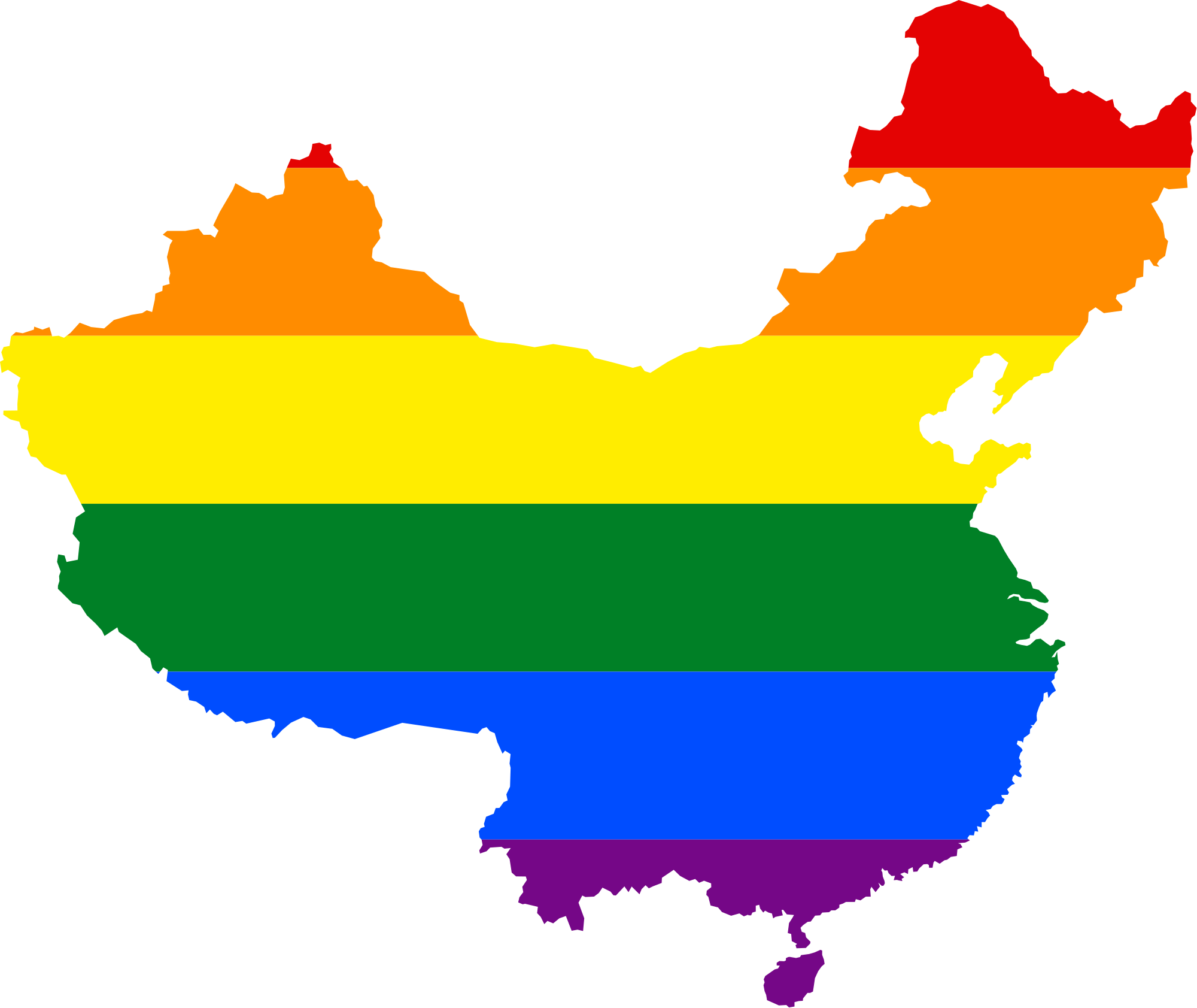A Map Of China With Rainbow Colors