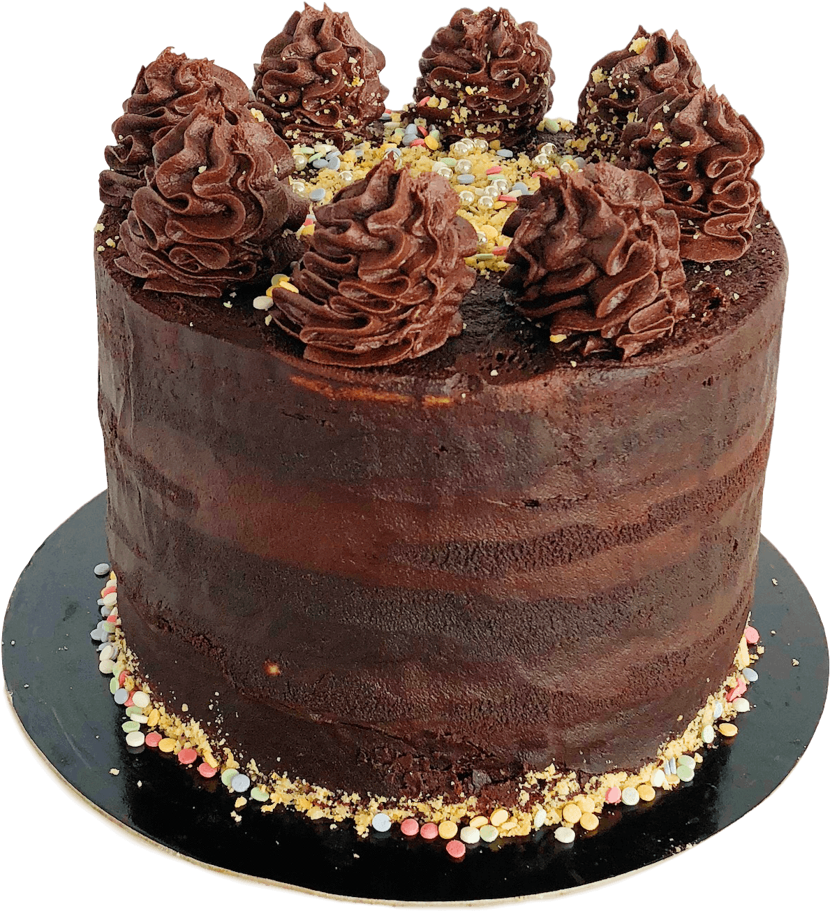 A Chocolate Cake With Frosting On Top