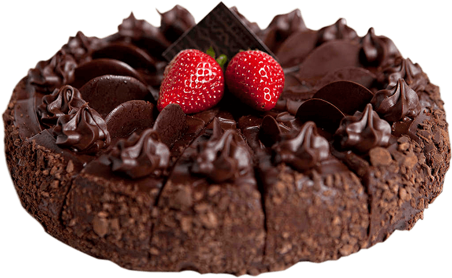 A Chocolate Cake With Strawberries On Top
