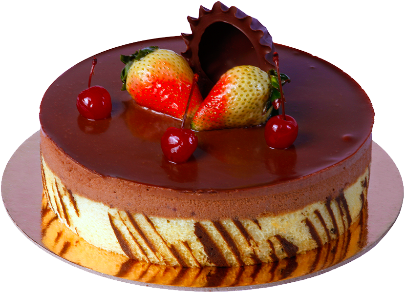 A Cake With Chocolate And Strawberries