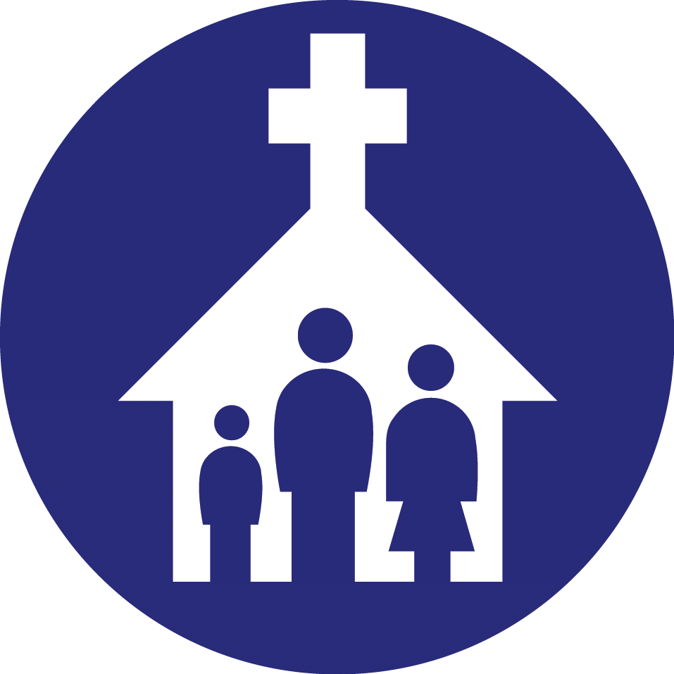 A Blue Circle With A White And Black Circle With A White Cross And People Inside