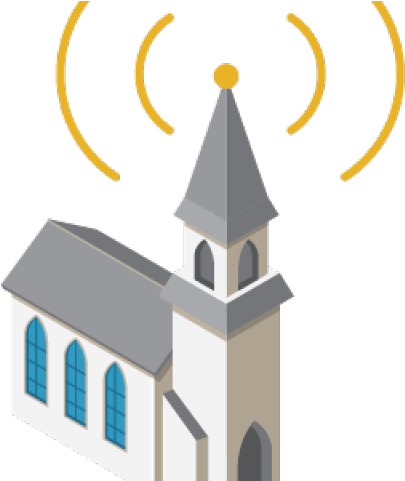 A Church With A Tower And A Radio Waves