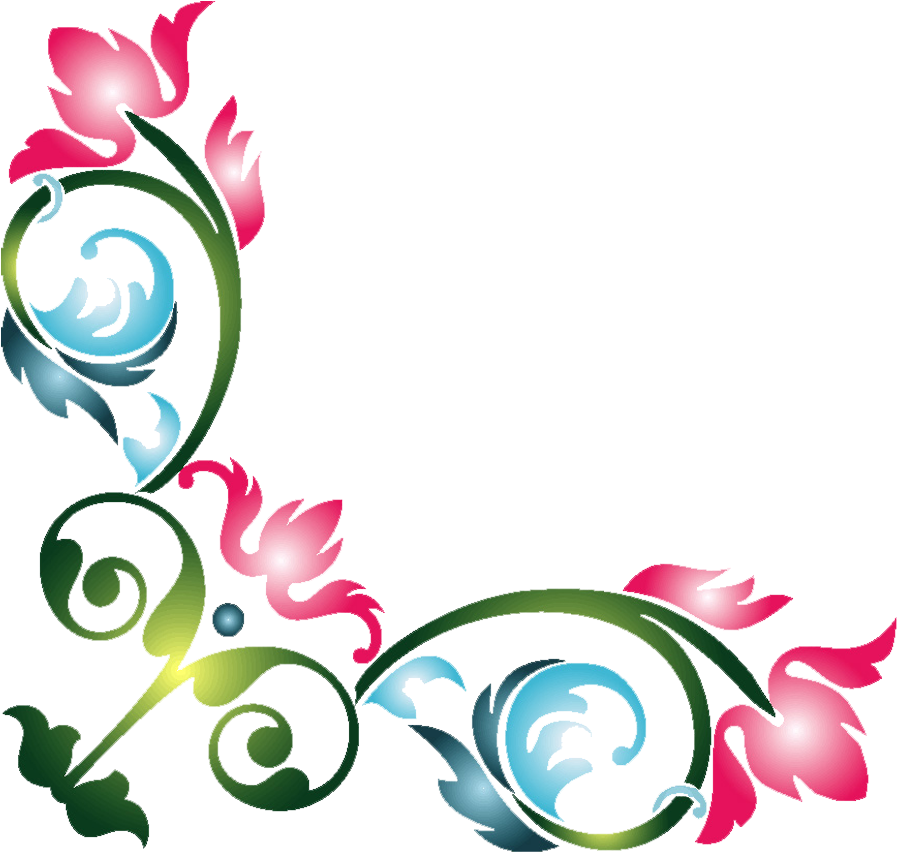 A Colorful Floral Design On A Black Background