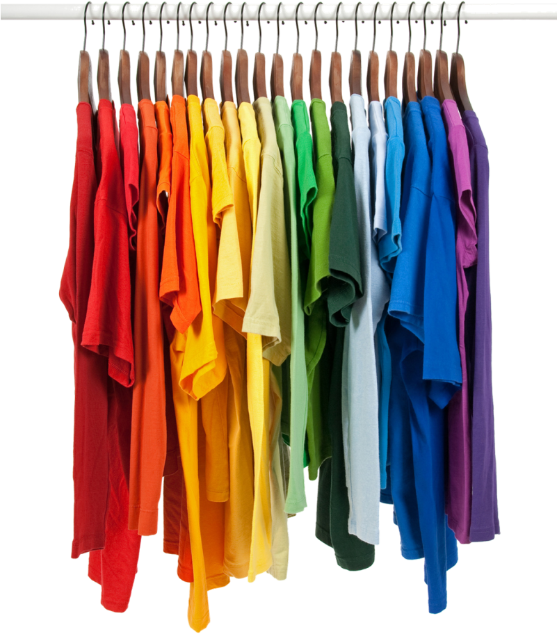 A Group Of Rainbow Colored Shirts On Swingers