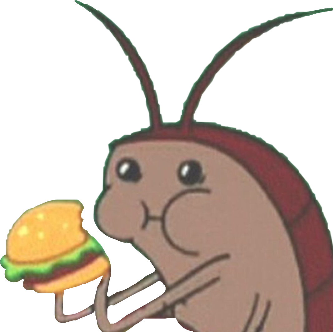 A Cartoon Bug Holding A Burger