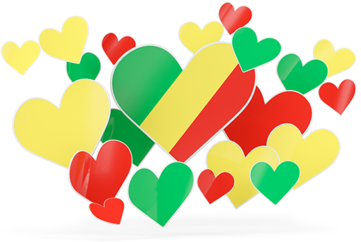 A Group Of Hearts With A Flag